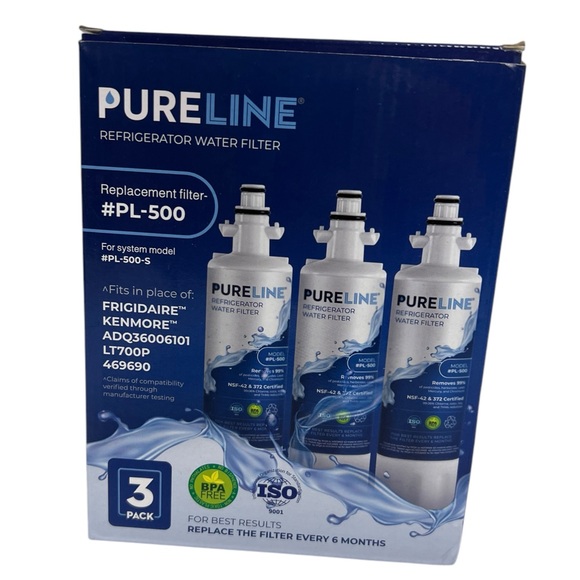 PureLine Refrigerator Water Filters PL-500 Pack Of three New - Picture 3 of 6
